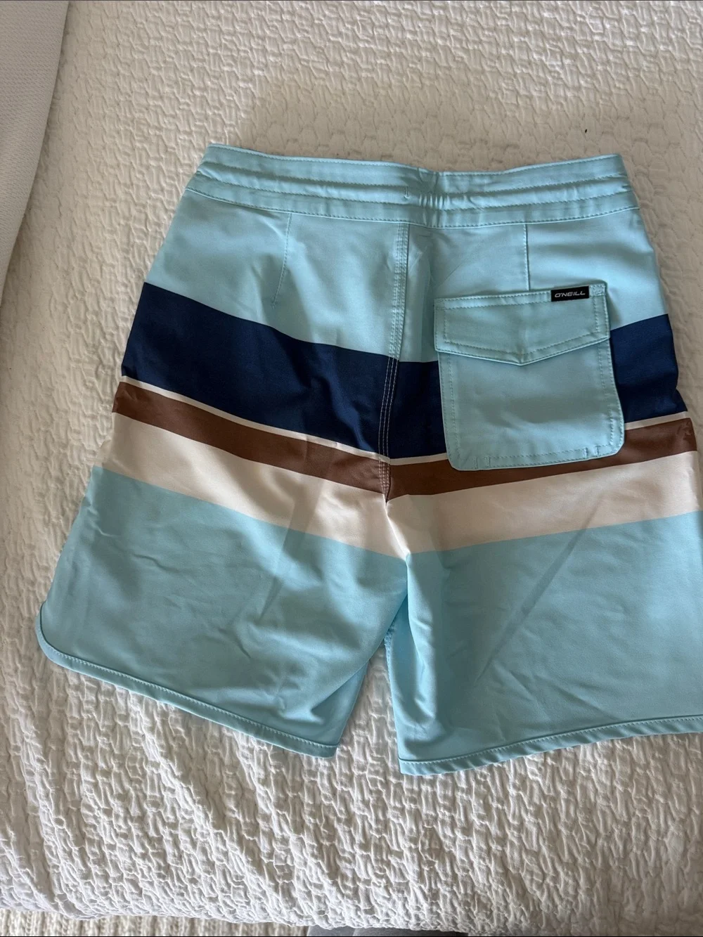 O'Neill Men's Light Blue Navy Brown Striped Board Shorts